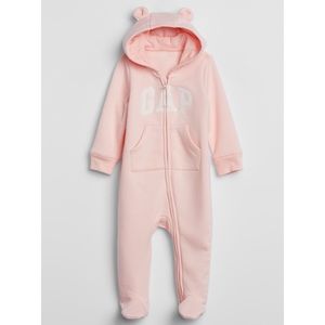 Baby GAP Pink Fleece Footed Hooded Zipper Winter One-Piece. 6-12 months.